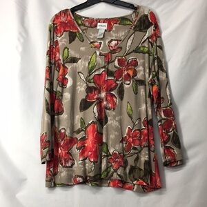 Chicos Women’s Long-Sleeve Floral Top Size 2 Like-NEW Condition